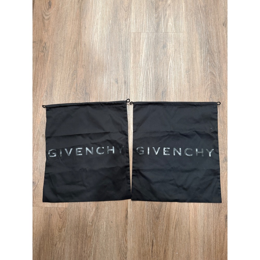 Givenchy Black Cotton Logo Drawstring Dust Bags Set of 2 Silver 4G Emblem